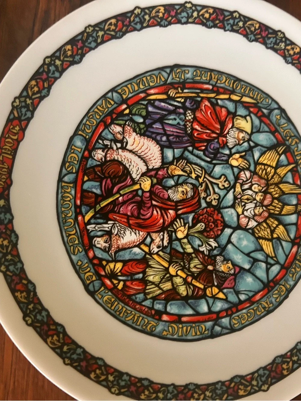 D'Arceau Limoges Plates 8 1/2 Inch Noel Vitrail Christmas Scenes 1970s Set Of 4